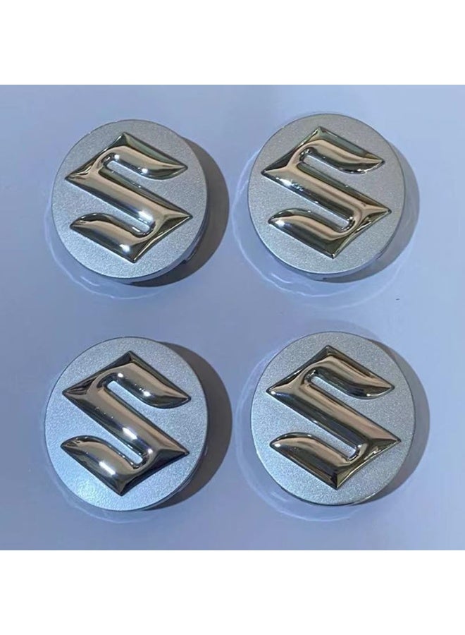 4pcs مركز عجلة السيارة مركز كاب حافة مركز شعار شعار 54mm 2.12 "لسوزوكي الفضة - Image 1